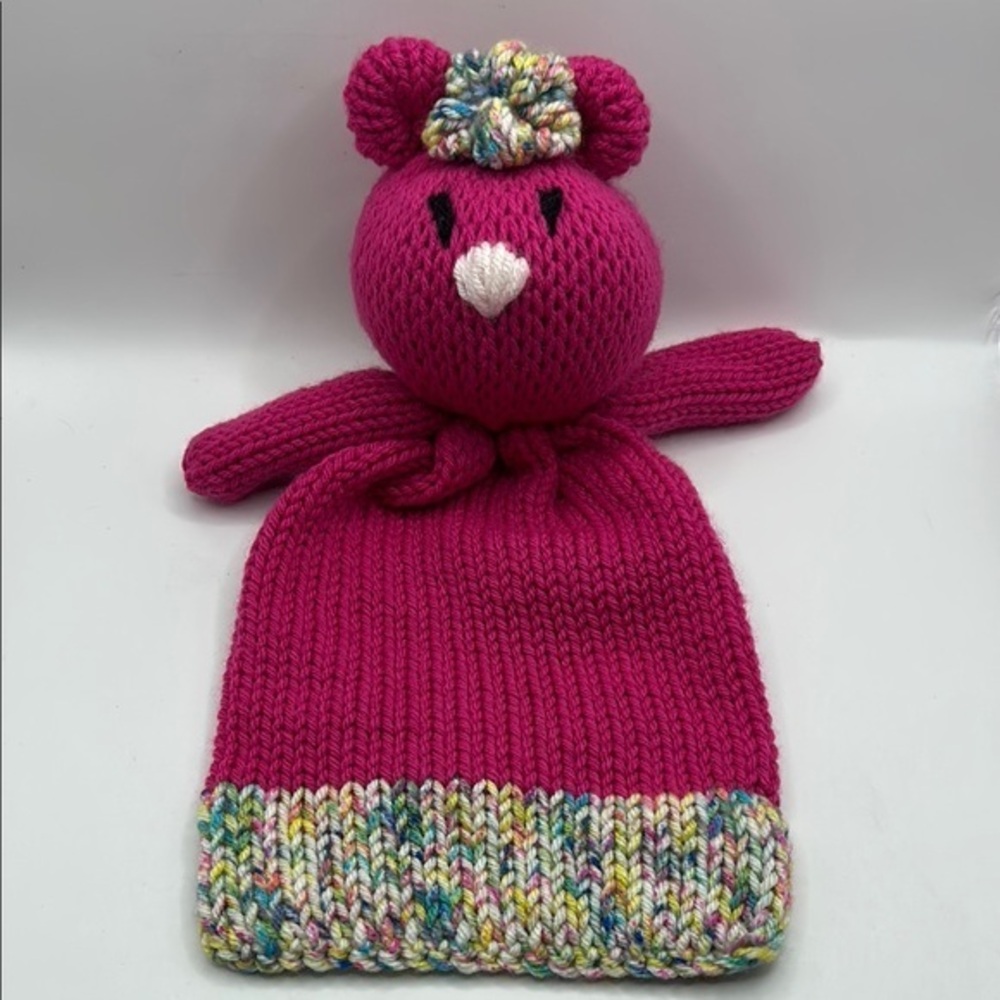 Baby lovey.  Handmade baby cuddle bear.
